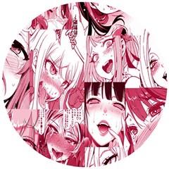 Ahegao Pink, Anime, Girl, Girlface, Girls, Pattern, White, Hd Wooden Puzzle Round by nateshop