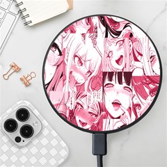 Ahegao Pink, Anime, Girl, Girlface, Girls, Pattern, White, Hd Wireless Fast Charger(black) by nateshop