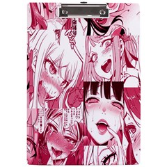 Ahegao Pink, Anime, Girl, Girlface, Girls, Pattern, White, Hd A4 Acrylic Clipboard by nateshop