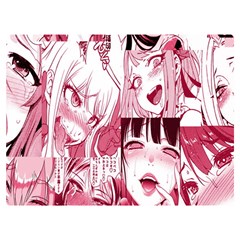 Ahegao Pink, Anime, Girl, Girlface, Girls, Pattern, White, Hd Two Sides Premium Plush Fleece Blanket (extra Small) by nateshop