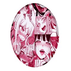 Ahegao Pink, Anime, Girl, Girlface, Girls, Pattern, White, Hd Oval Glass Fridge Magnet (4 Pack) by nateshop