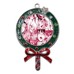 Ahegao Pink, Anime, Girl, Girlface, Girls, Pattern, White, Hd Metal X mas Lollipop With Crystal Ornament by nateshop