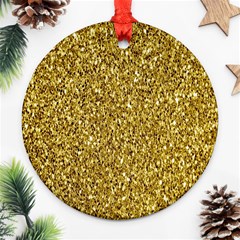 Gold Glittering Background Gold Glitter Texture, Close-up Ornament (round) by nateshop