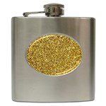 Gold Glittering Background Gold Glitter Texture, Close-up Hip Flask (6 oz) Front