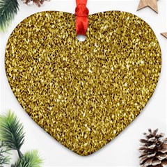 Gold Glittering Background Gold Glitter Texture, Close-up Heart Ornament (two Sides) by nateshop