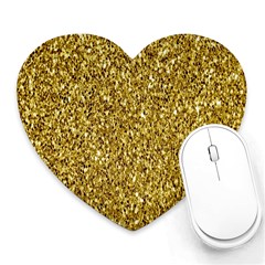 Gold Glittering Background Gold Glitter Texture, Close-up Heart Mousepad by nateshop