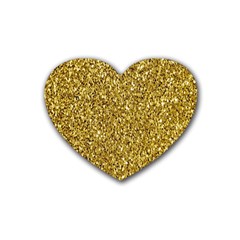 Gold Glittering Background Gold Glitter Texture, Close-up Rubber Heart Coaster (4 Pack) by nateshop