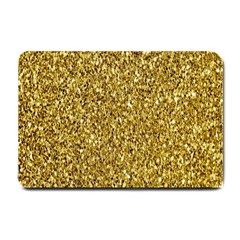 Gold Glittering Background Gold Glitter Texture, Close-up Small Doormat by nateshop