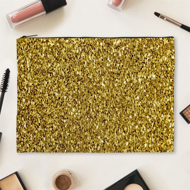 Gold Glittering Background Gold Glitter Texture, Close-up Cosmetic Bag (XL)