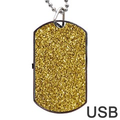 Gold Glittering Background Gold Glitter Texture, Close-up Dog Tag Usb Flash (one Side) by nateshop