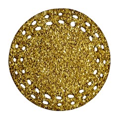 Gold Glittering Background Gold Glitter Texture, Close-up Ornament (round Filigree) by nateshop