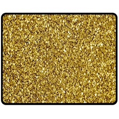 Gold Glittering Background Gold Glitter Texture, Close-up Two Sides Fleece Blanket (medium) by nateshop