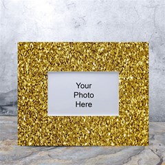 Gold Glittering Background Gold Glitter Texture, Close-up White Tabletop Photo Frame 4 x6  by nateshop