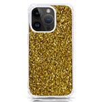 Gold Glittering Background Gold Glitter Texture, Close-up iPhone 14 Pro TPU UV Print Case Front