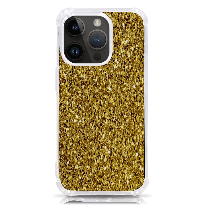 Gold Glittering Background Gold Glitter Texture, Close-up iPhone 14 Pro TPU UV Print Case