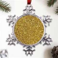 Gold Glittering Background Gold Glitter Texture, Close-up Metal Large Snowflake Ornament by nateshop