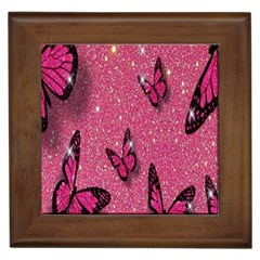 Butterfly, Girl, Pink, Wallpaper Framed Tile by nateshop