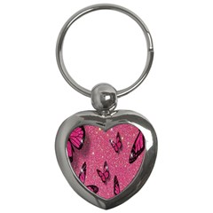 Butterfly, Girl, Pink, Wallpaper Key Chain (heart) by nateshop