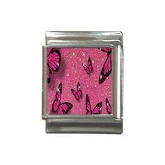 Butterfly, Girl, Pink, Wallpaper Italian Charm (13mm) by nateshop