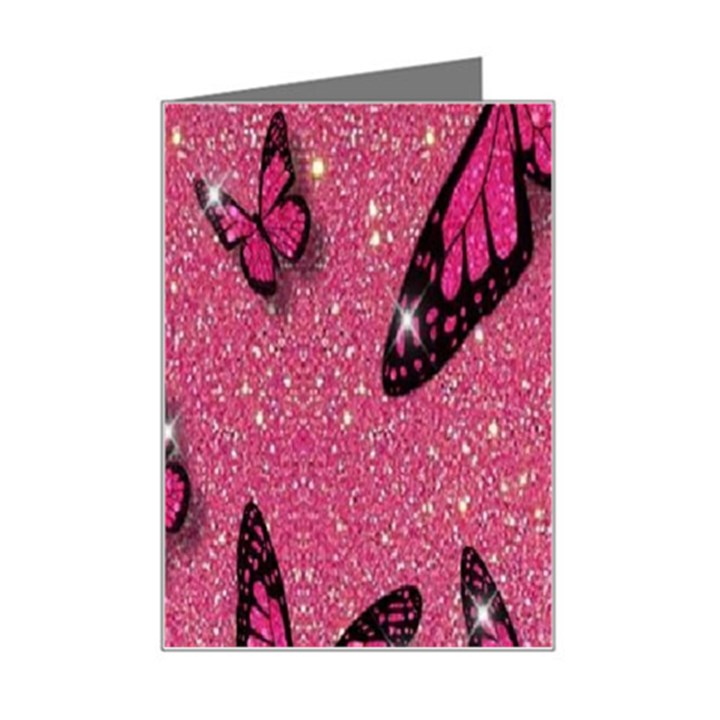 Butterfly, Girl, Pink, Wallpaper Mini Greeting Card