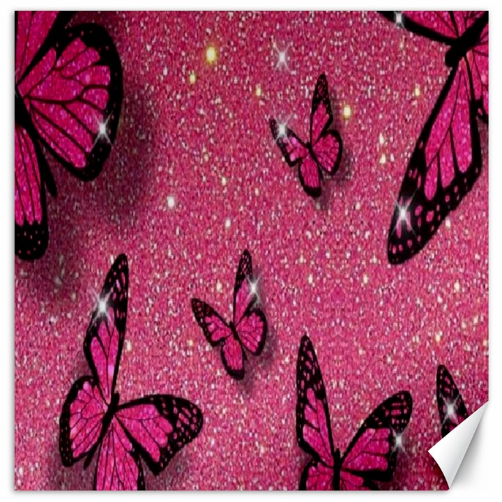 Butterfly, Girl, Pink, Wallpaper Canvas 16  x 16 