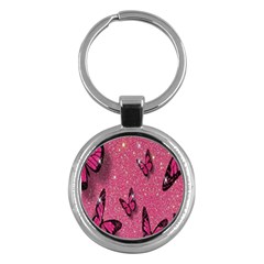 Butterfly, Girl, Pink, Wallpaper Key Chain (round) by nateshop