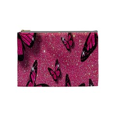 Butterfly, Girl, Pink, Wallpaper Cosmetic Bag (medium) by nateshop