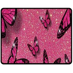 Butterfly, Girl, Pink, Wallpaper Fleece Blanket (medium) by nateshop