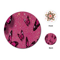 Butterfly, Girl, Pink, Wallpaper Playing Cards Single Design (round) by nateshop