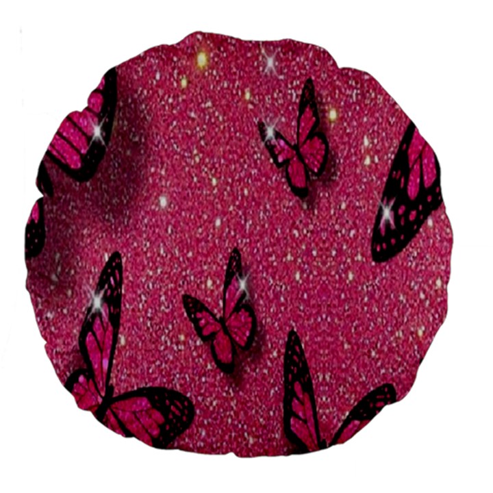 Butterfly, Girl, Pink, Wallpaper Large 18  Premium Round Cushions