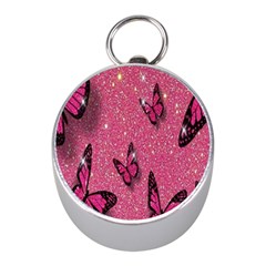 Butterfly, Girl, Pink, Wallpaper Mini Silver Compasses by nateshop