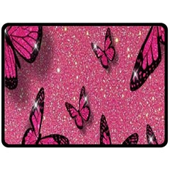 Butterfly, Girl, Pink, Wallpaper Two Sides Fleece Blanket (large) by nateshop