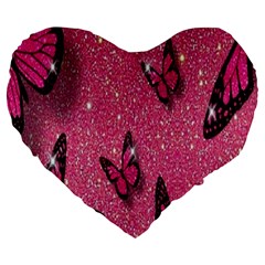 Butterfly, Girl, Pink, Wallpaper Large 19  Premium Heart Shape Cushions by nateshop