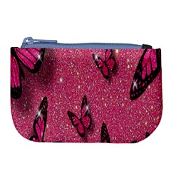 Butterfly, Girl, Pink, Wallpaper Large Coin Purse by nateshop