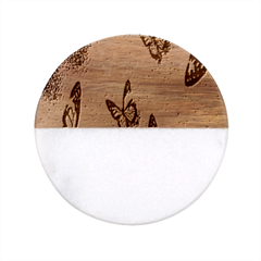 Butterfly, Girl, Pink, Wallpaper Classic Marble Wood Coaster (round) 