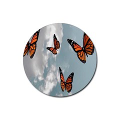 Aesthetic Butterfly , Butterflies, Nature, Rubber Round Coaster (4 Pack) by nateshop