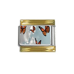 Aesthetic Butterfly , Butterflies, Nature, Gold Trim Italian Charm (9mm) by nateshop