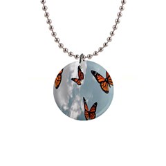 Aesthetic Butterfly , Butterflies, Nature, 1  Button Necklace by nateshop