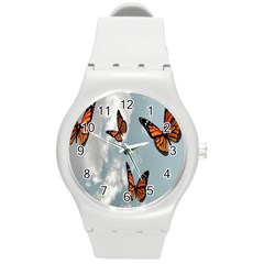 Aesthetic Butterfly , Butterflies, Nature, Round Plastic Sport Watch (m) by nateshop