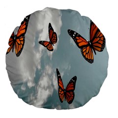 Aesthetic Butterfly , Butterflies, Nature, Large 18  Premium Flano Round Cushions by nateshop