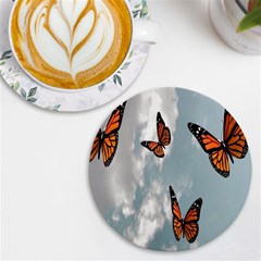 Aesthetic Butterfly , Butterflies, Nature, Uv Print Round Tile Coaster by nateshop