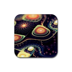 Psychedelic Trippy Abstract 3d Digital Art Rubber Coaster (square) by Bedest