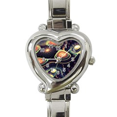 Psychedelic Trippy Abstract 3d Digital Art Heart Italian Charm Watch