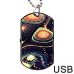 Psychedelic Trippy Abstract 3d Digital Art Dog Tag USB Flash (One Side) Front