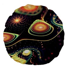 Psychedelic Trippy Abstract 3d Digital Art Large 18  Premium Flano Round Cushions by Bedest