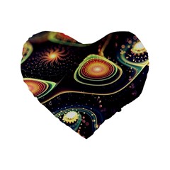 Psychedelic Trippy Abstract 3d Digital Art Standard 16  Premium Flano Heart Shape Cushions by Bedest