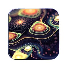 Psychedelic Trippy Abstract 3d Digital Art Square Metal Box (black) by Bedest