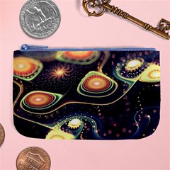 Psychedelic Trippy Abstract 3d Digital Art Large Coin Purse by Bedest