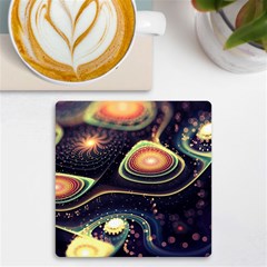 Psychedelic Trippy Abstract 3d Digital Art Uv Print Square Tile Coaster  by Bedest