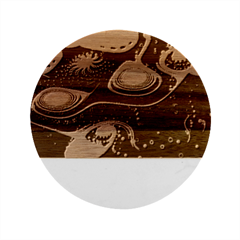 Psychedelic Trippy Abstract 3d Digital Art Marble Wood Coaster (round)